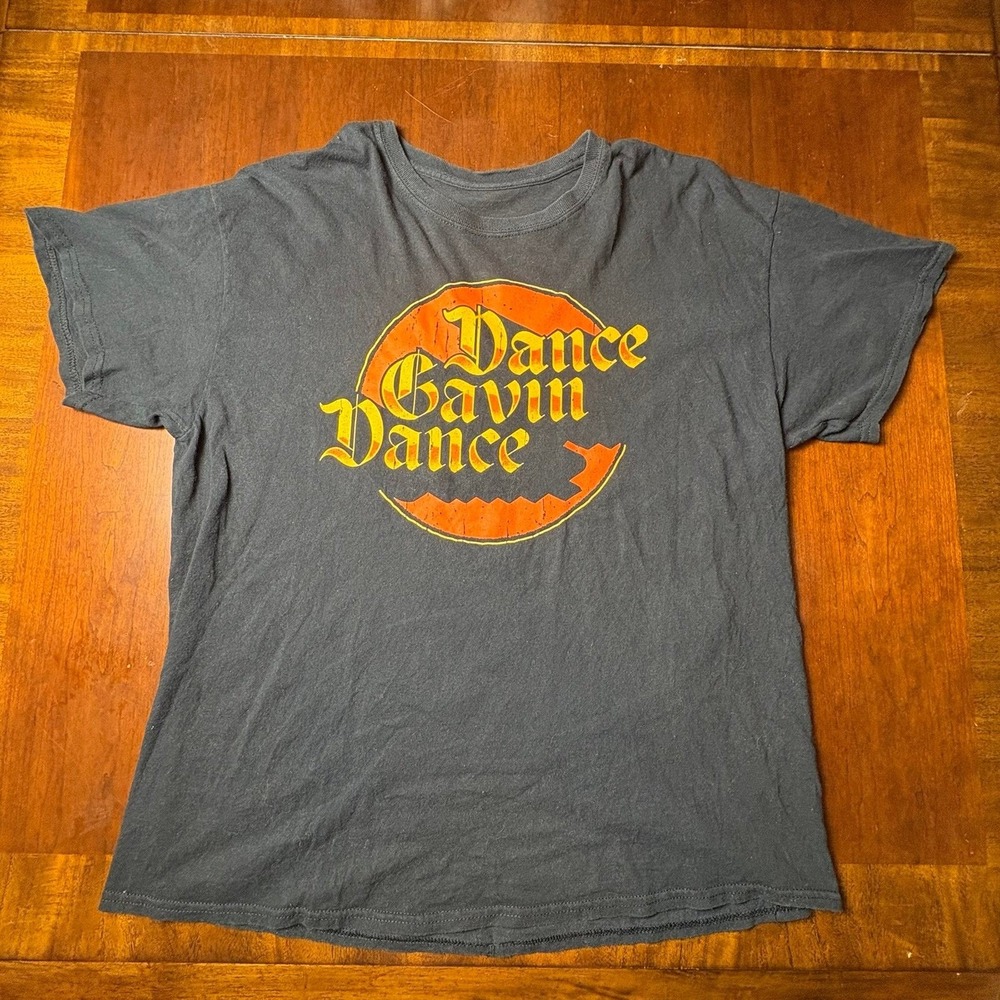 Dance Gavin Dance Orange Circle Logo Black Graphic Band T-Shirt 22x27